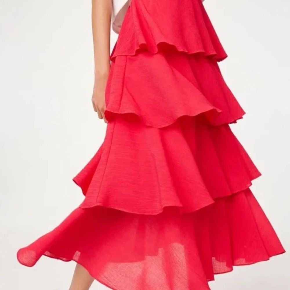 **NWT Club Monaco tiered pink ruffle skirt**